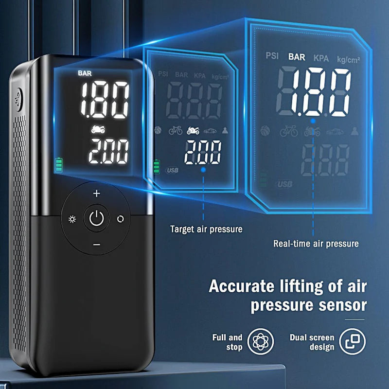 Portable Electric Air Pump — Digital Display Tire Inflator